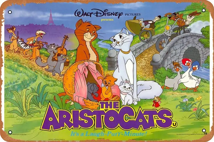 Aristocats (1970) Poster Home Wall Art Decoration Retro Metal Tin Sign 8x12 inch