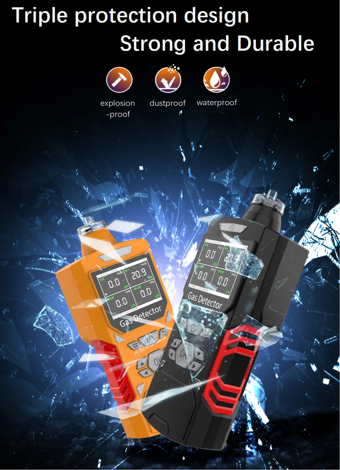 ضخ محمول 4 في 1 إنذار كاشف الغاز تخصيص للغازات H2S CO CH4 O2 كاشف تسرب الغاز #6