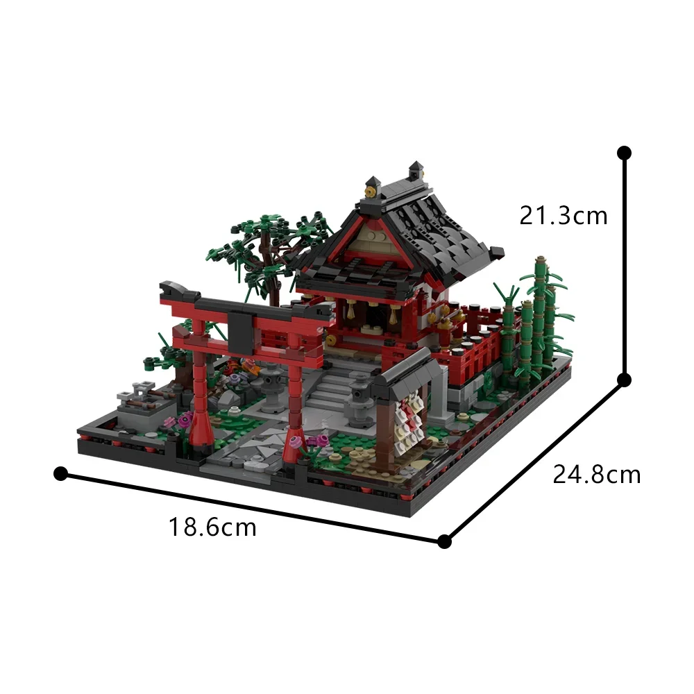 وحدات بناء معمارية MOC-Japanese ، نموذج مزار شنتو صغير ، طوب معبد ، منظر شارع ، لعبة الأضرحة ، هدية للأطفال