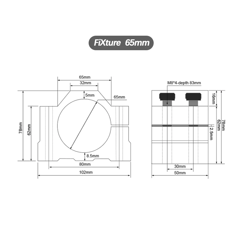 Diameter 52mm 65mm 80mm Spindle Motor Bracket Seat & Screw Cnc Carving Machine Clamp Motor Holder Aluminum 3D Printer Mounting