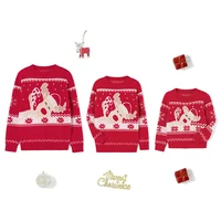 Xingqing Matching Christmas Sweater Family Adult Kids Cartoon Elk Print Round Neck Long Sleeve Pullover Winter Tops Streetwear 4