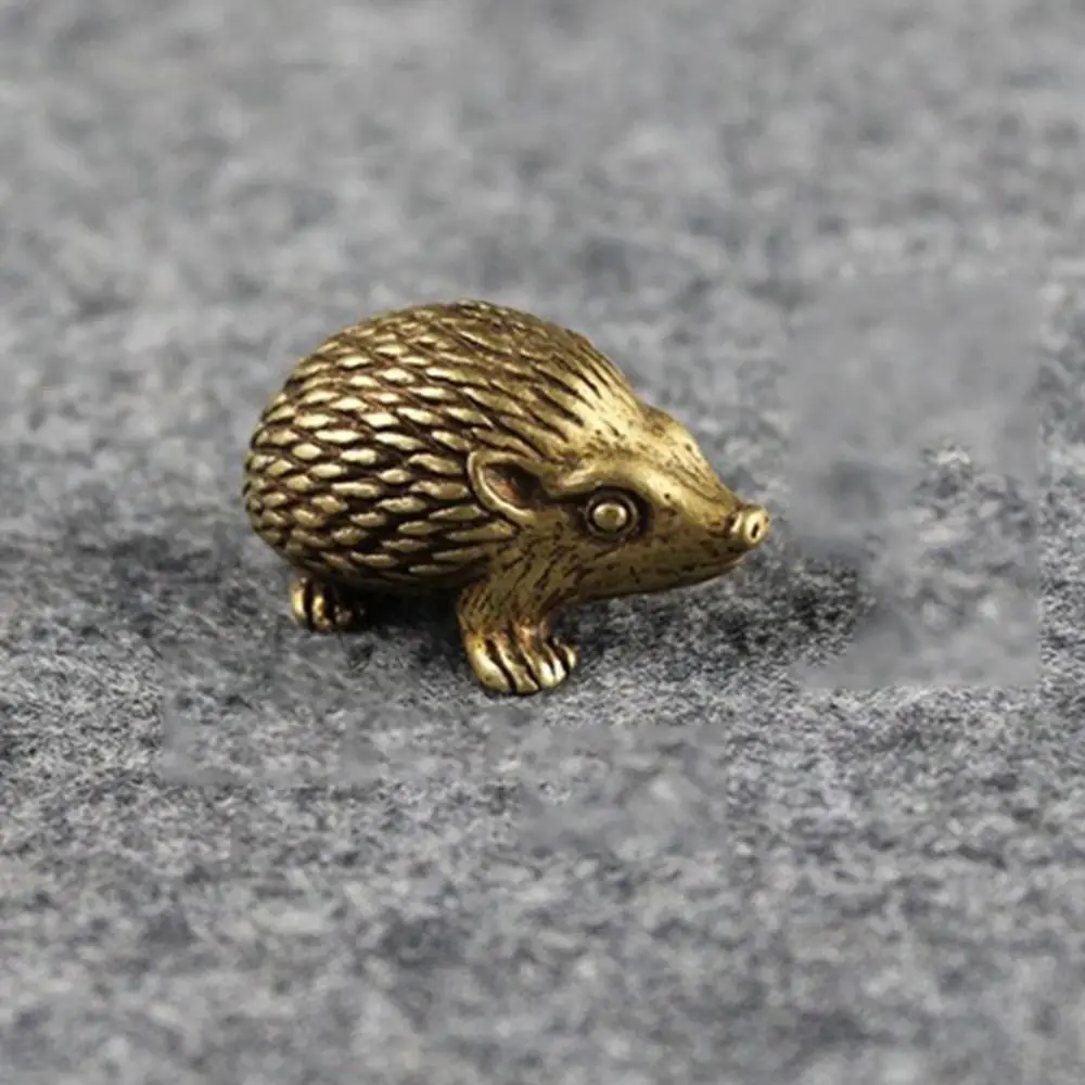 Solid Brass Copper Hedgehog Small Ornaments Vivid Animal Sculpture Tea Pet Home Decor