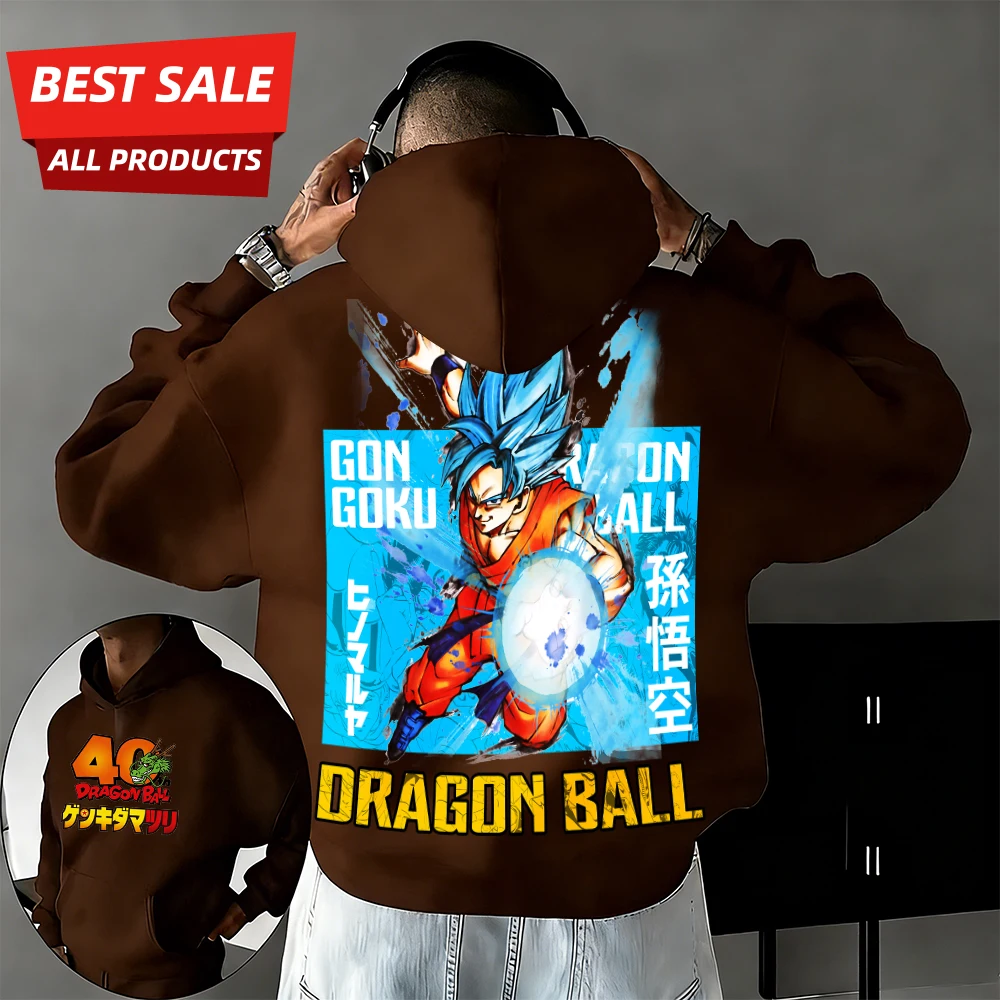 

Новая осенне-зимняя толстовка унисекс из 100% хлопка с аниме-принтом «Драконий шар», к 40-летию Вуконга, в азиатском стиле, увеличенный размер, уличная одежда