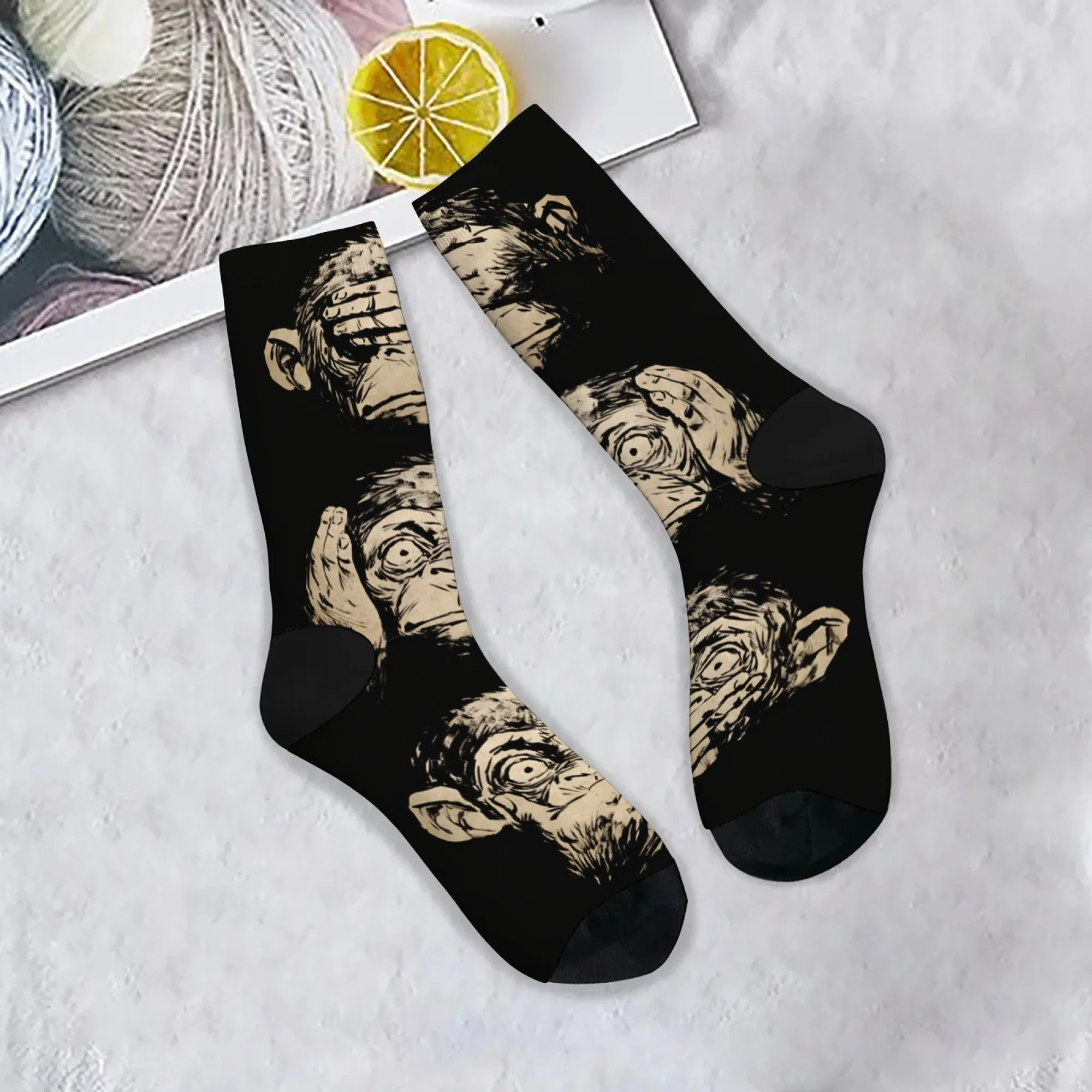 Three-No Monkey Socks Comfortable Elastic Lightweight Men's Socks Sports Leisure Hiking Street Style Trendy Edgy Novelty Socks