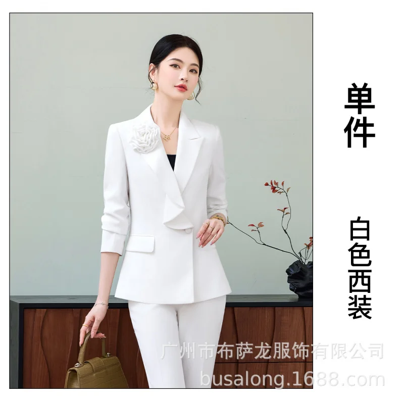 Burgundy long-sleeved blazer with a small suit collar, women's pants, cross-border foreign trade wholesale, professional attire,