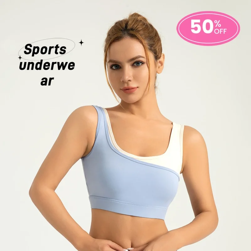 

SAYTHEN Women Colored High Elastic Sports Bra Ixed And Integrated High-Strength Shock-Absorbing U-Shaped Sports Tops