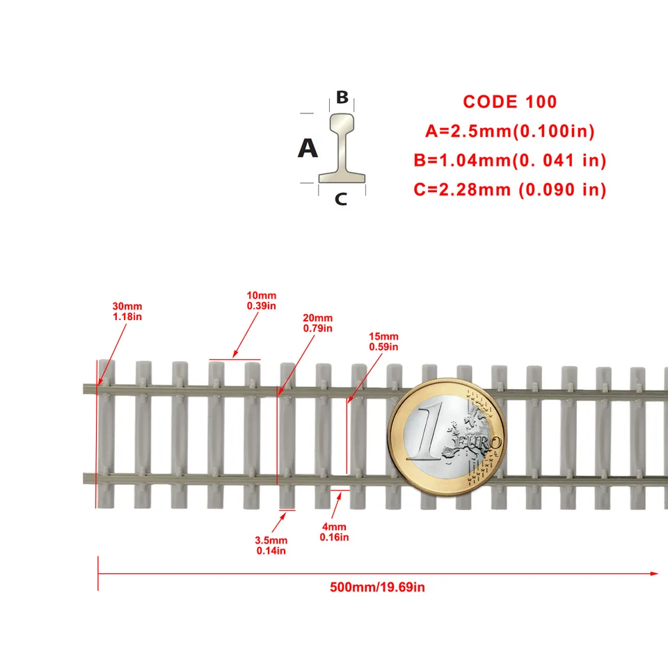 Evemodel – Rails Flexibles H0 1/87 – 1 Mètre – Lot De 10 – Modélisme Ferroviaire – Courbes Et Paysages Miniatures