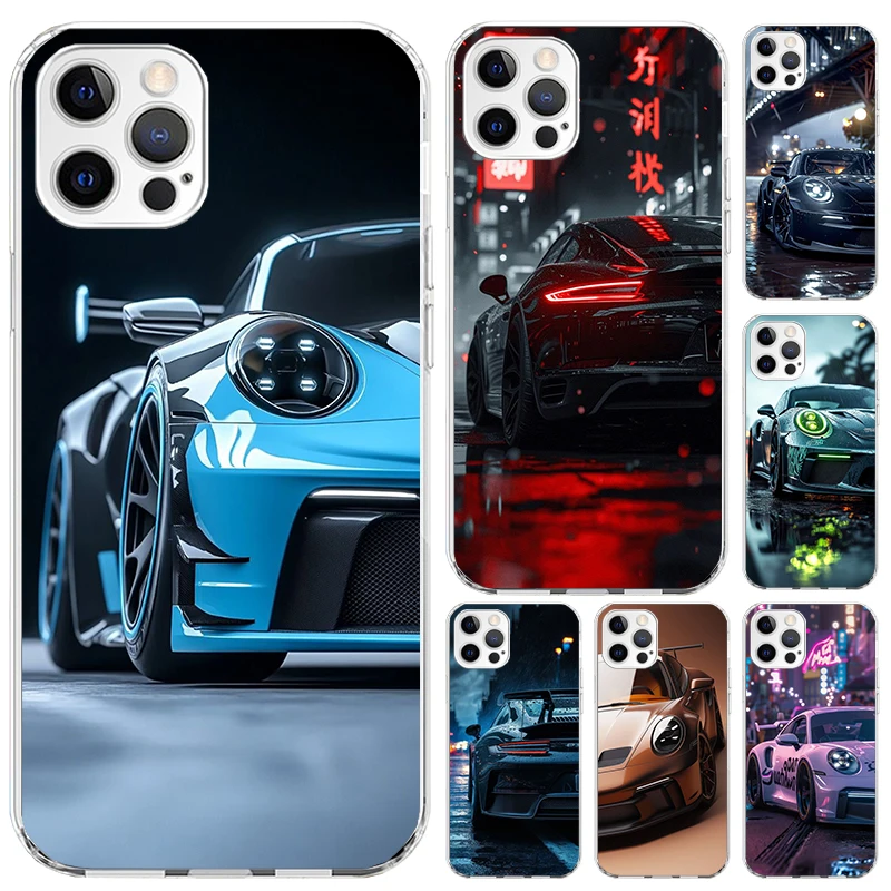 Image of Sportwagen 911 Handyhülle für iPhone 17 Air 16 15 Plus 14 13 Mini 12 11 Pro Max 16E 7 8 SE 2020 Soft Funda Print Shell