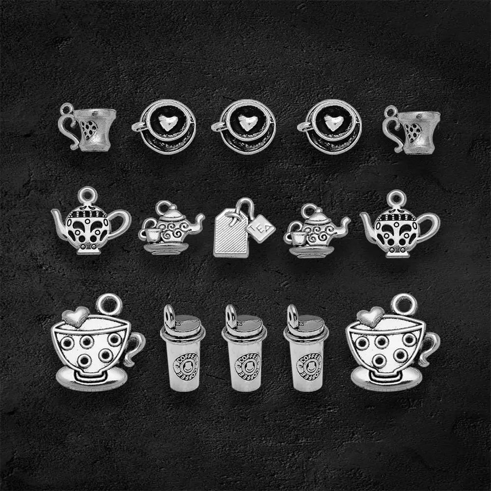 Antique Silver Plated Tea Coffee Cup Charms Have A Break Pendants For Diy Bracelets Jewelry Making Findings Supplies Accessories