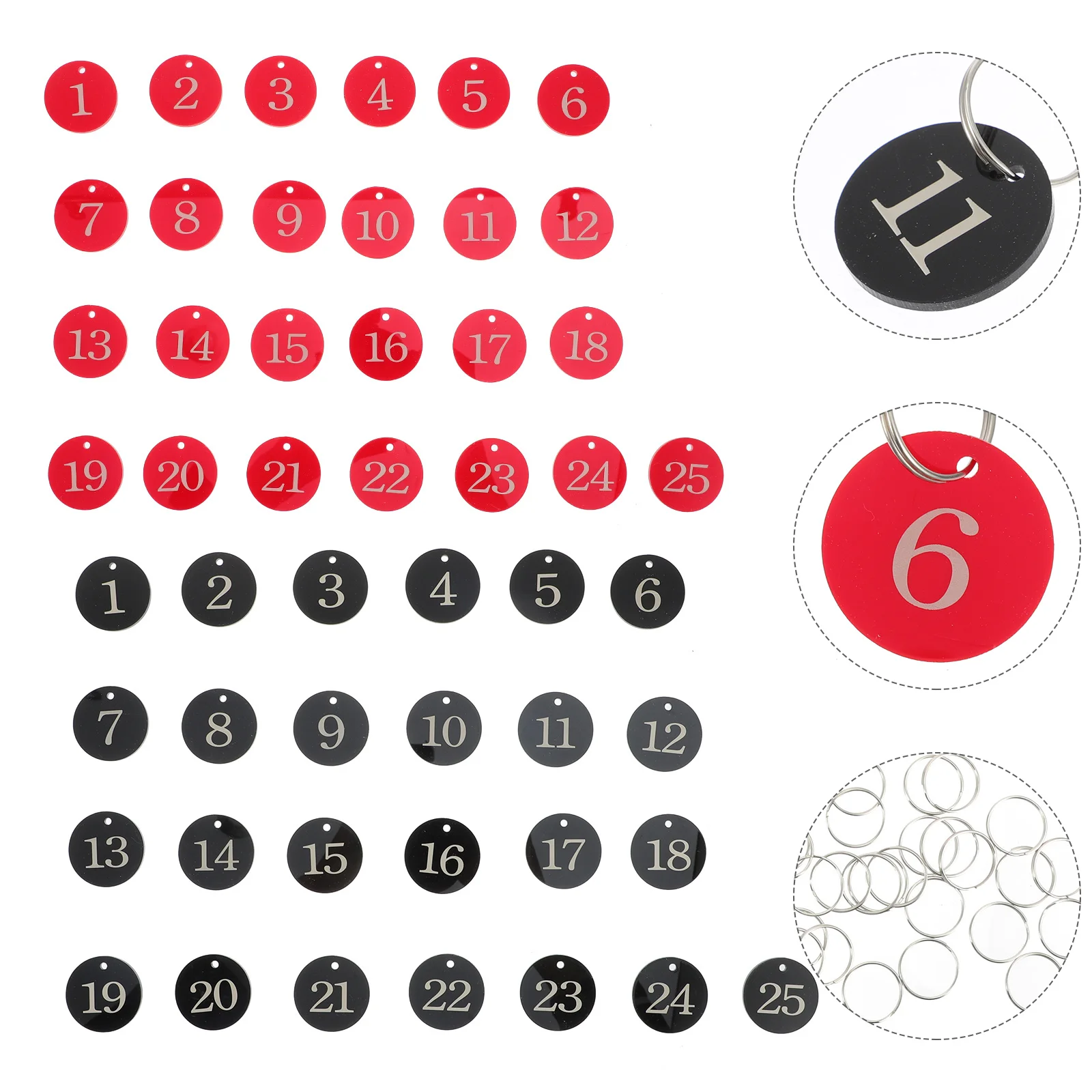 

1Set Engraved Acrylic Number Tags Round Shape Key Tag Waterproof Abrasion Resistant for Hotel Shop Pool Locker Keys