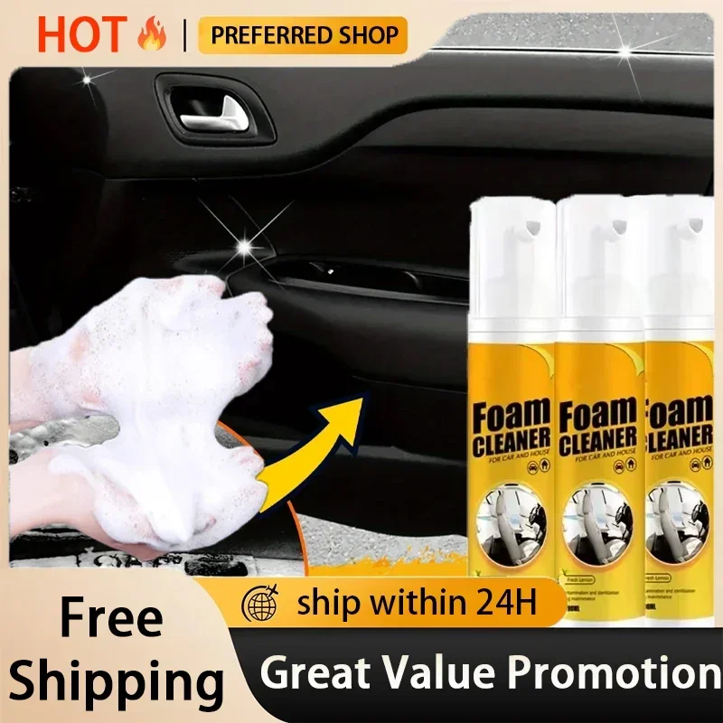 Car foam cleaner Water free multi-function small white shoes Sofa Car interior cleaner Car home with brush cover Accessories - view 2