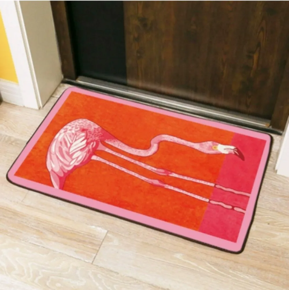 

Modern Luxury American Style Carpet Red Flamingo Rug Living Room Carpets Carved Velvet Embossing Geometric Non-Slip Floor Mats