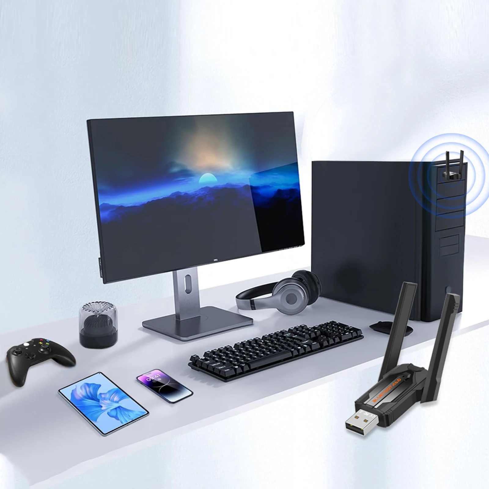 

Беспроводной адаптер BT 6.0 для ПК, подключение до 7 устройств одновременно: наушники, клавиатура, мышь, колонки, принтер