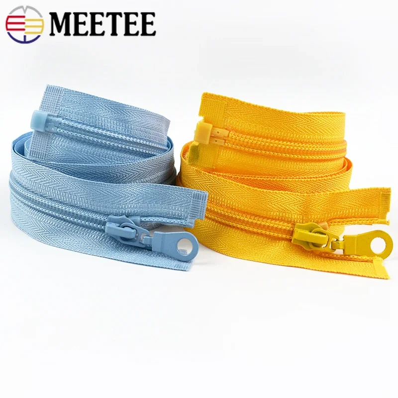 10Pcs Meetee 5# 70cm/80cm Nylon Zipper Single Open-End Auto Lock Zips for Jacket Sportswear Sew Zippers DIY Garment Zip Material