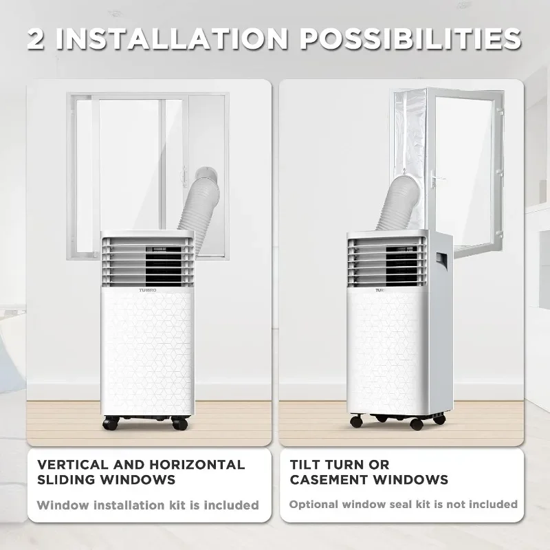 TURBRO Greenland Aire acondicionado portátil de 8.000 BTU, deshumidificador y ventilador, unidad de CA de piso 3 en 1 para habitaciones de hasta 300 pies cuadrados