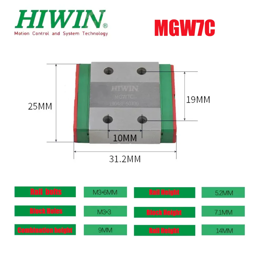 

HIWIN linear guide MGW7C MGW7CZ0C MGW7CZ0CM/Z0H/Z0HM Block rails for 3D Printer CNC Machine Parts Actuator Spindle Guides