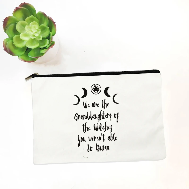 2023 We Are The Granddaughters of The Witch Print Makeup Bag School Pencil Case Travel Lipstick Bag Funny Women Graphic Witchy