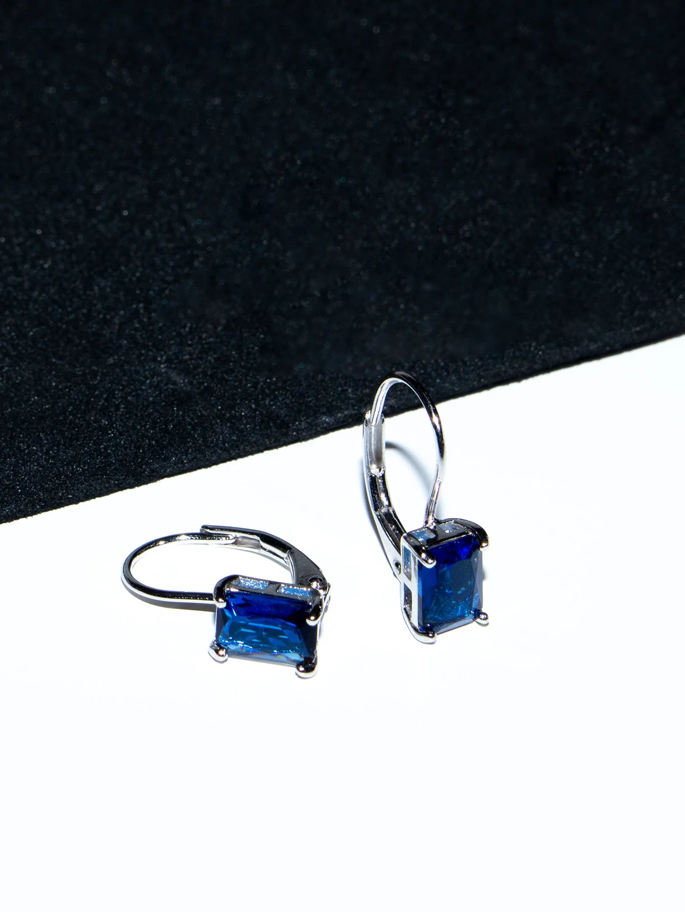 925 Sterling Silver Earring Sapphire Blue Clip Earrings Elegant Woman's Earring Birthday Gift Any Occasion