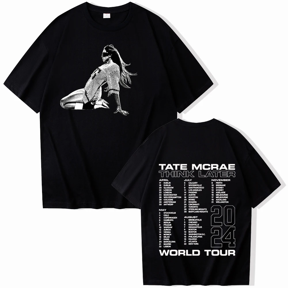 Tate McRae 2024 Tour T-Shirts Harajuku Hip Hop O-Neck Short Sleeve Shirts