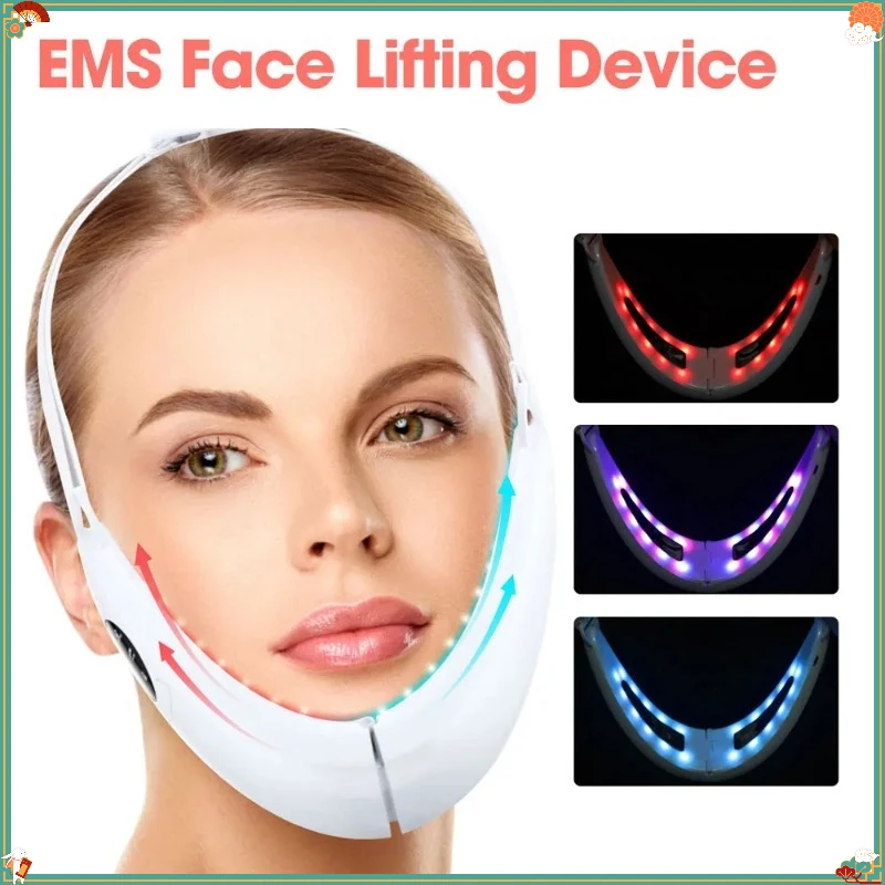 

EMS Facial Massager for Elderly, Heating & Vibration with LED Light, V-Line Skin Care Tool