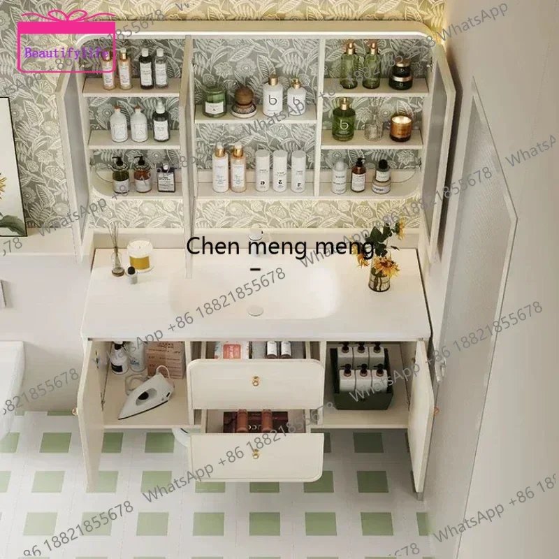 YL Nordic Bathroom Cabinets with Smart Mirror Ceramics Integrated Washbasin Bathroom Vanity Cabinet with Sink Bathroom Furnitu