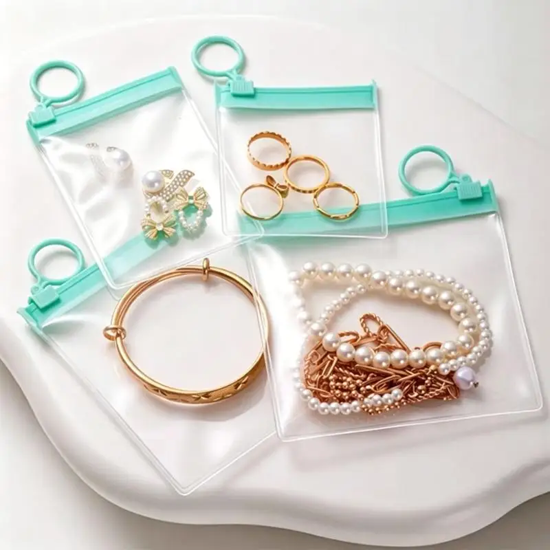 31BB Travel Jewelry Storage Bags Clear EVA Zip Seal Pouches with Pull Ring for Portable Sorting and Dresser Organization, Set of