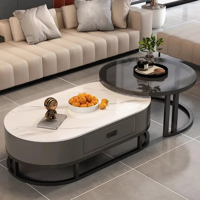 

Журнальные столики с мраморным эффектом для гостиной, белые европейские модные журнальные столики, современные овальные журнальные столики Kawowe, мебель для дома