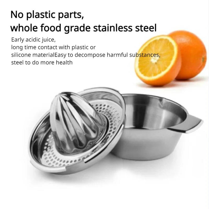 1Pc Portable Lemon Orange Manual Fruit Juicer 304 Stainless Steel Kitchen Accessories Tools Citrus Raw Hand Pressed Juice Maker view 4