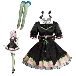 Kanroji Mitsuri kostium cosplayowy Anime pogromca Gothic Lolita sukienka Fantasia kobiety na Halloween karnawał kostium imprezowy do przebrania