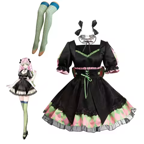 Kanroji Mitsuri Cosplay Costume Anime Slayer Gothic Lolita Dress Fantasia Women Halloween Carnival Party Suit For Disguise