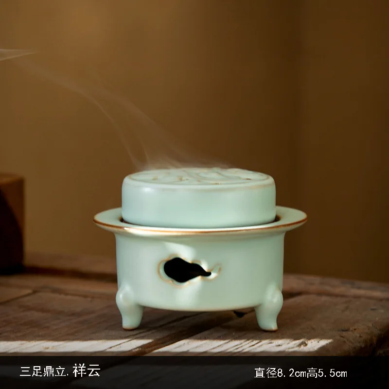 Craft Ceramics Incense Burner Retro Creative Sandalwood Agarwood Stove with Lid Incense Censer Yoga Studio
