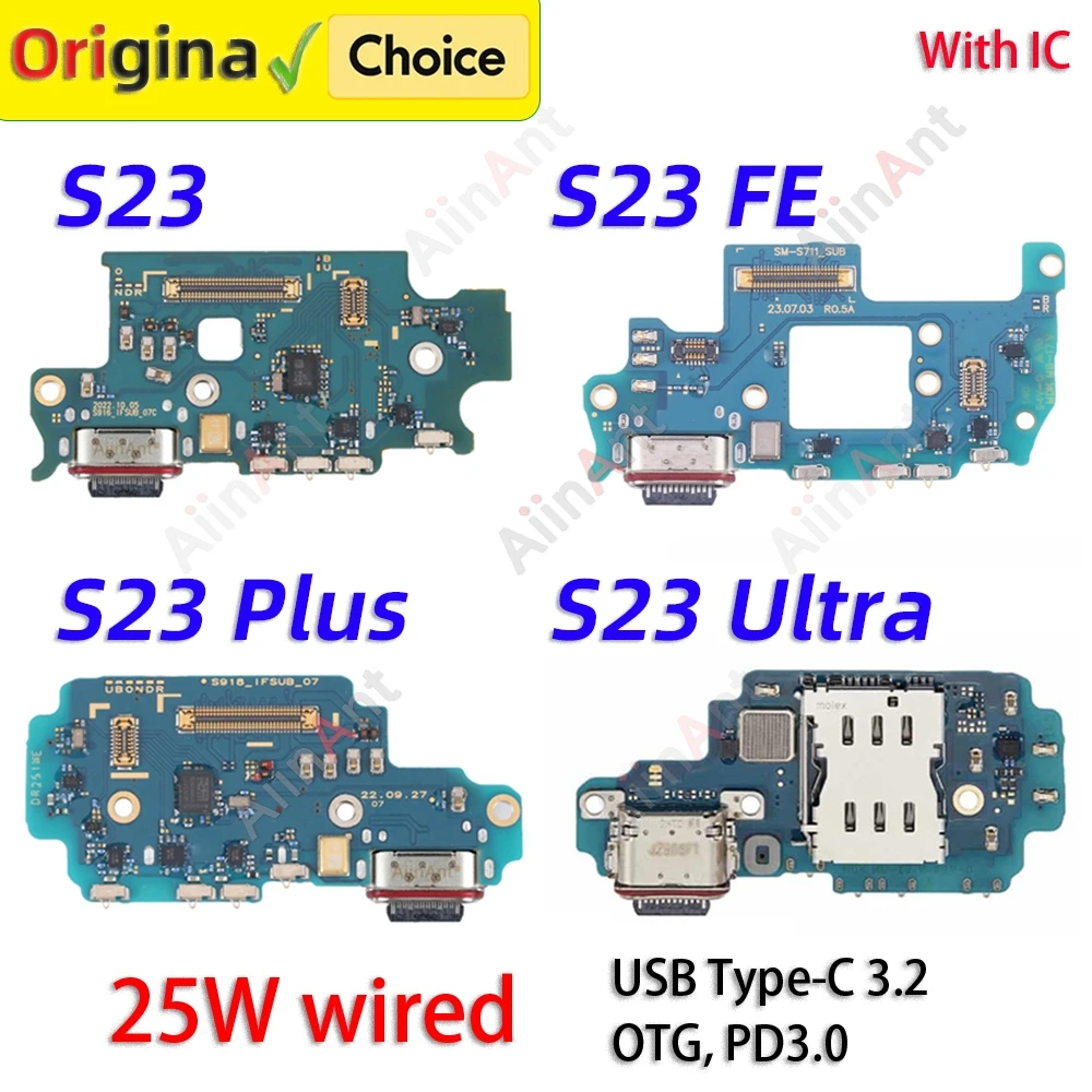 USB Charger Board Dock Connector Charging Port Flex Cable For Samsung Galaxy S23 Plus Ultra FE S916B S916N S916U S916W S911B