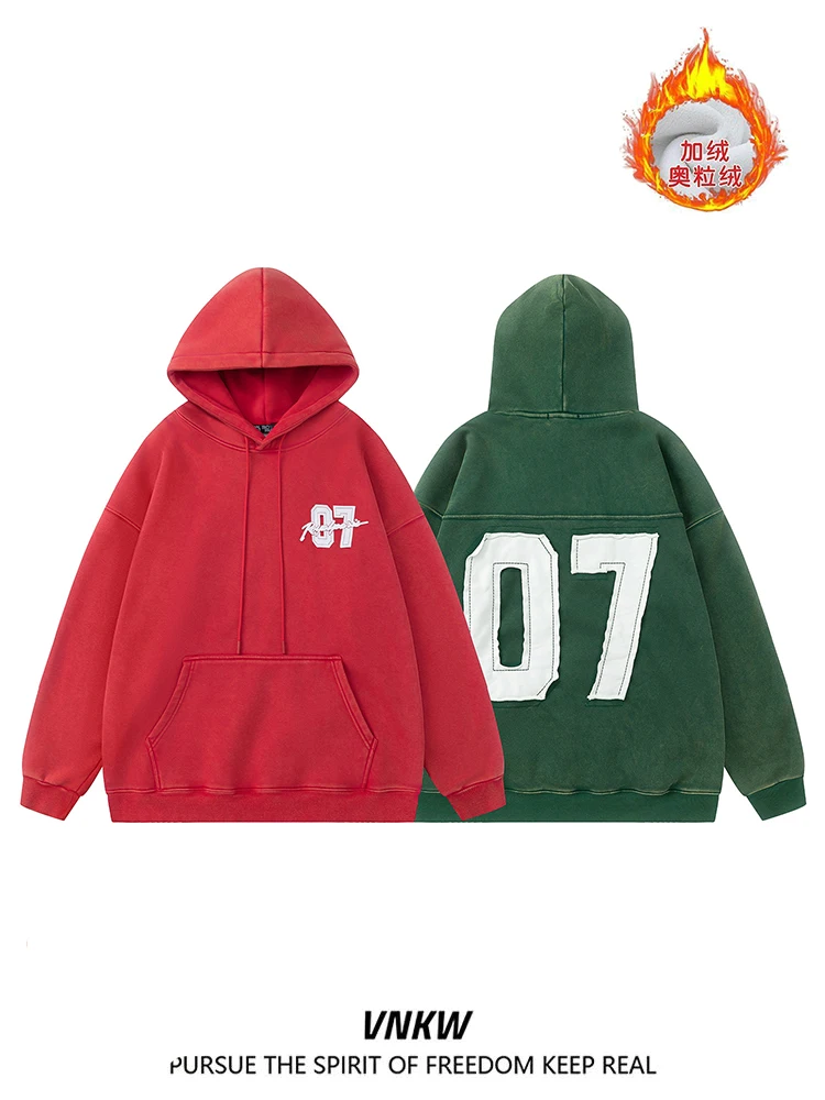 سترة بغطاء للرأس من الصوف مطبوعة على الموضة الأمريكية الرجعية سترة شتوية دافئة فضفاضة غير رسمية متعددة الاستخدامات للجنسين