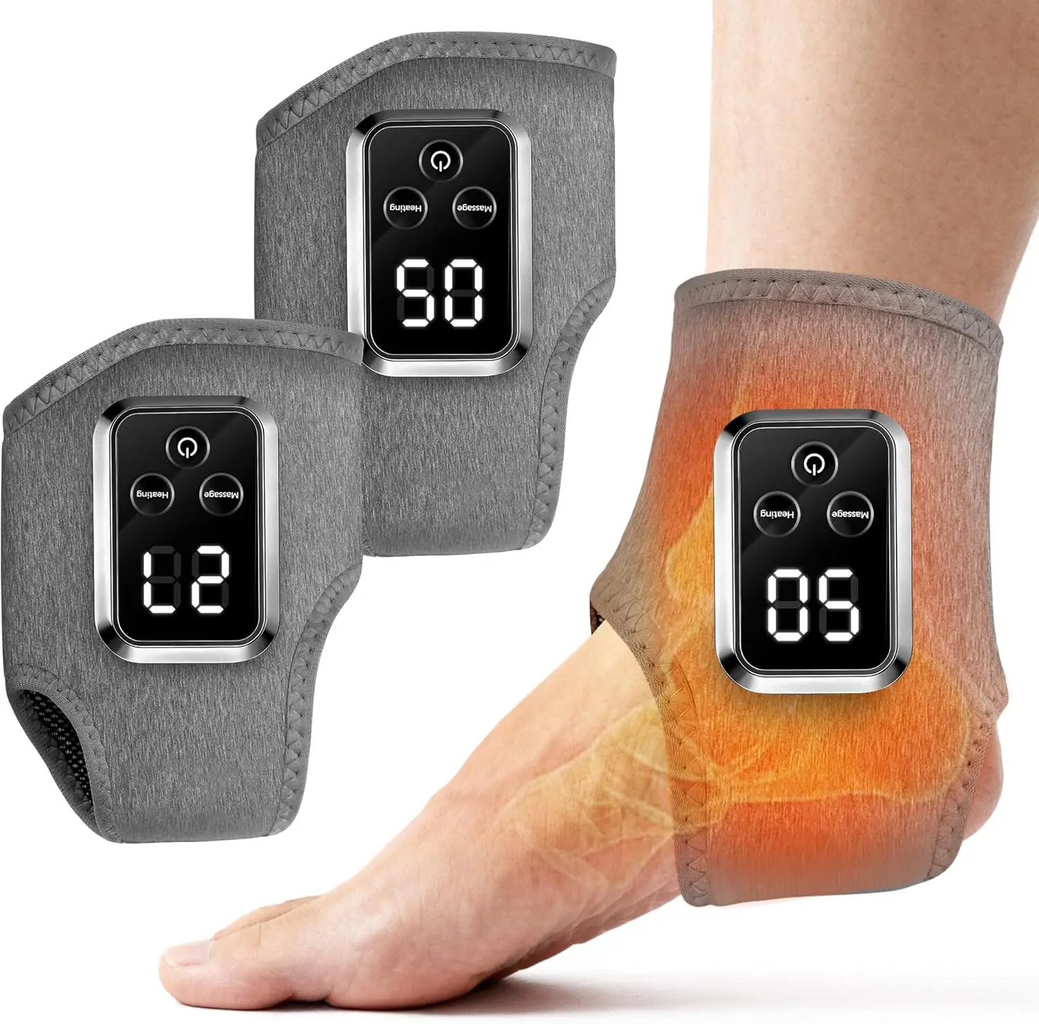2-in-1 Foot Massager with Warming Wrap, 3 Modes & 4 Heat Levels for Relaxation, Portable Home Travel Use
