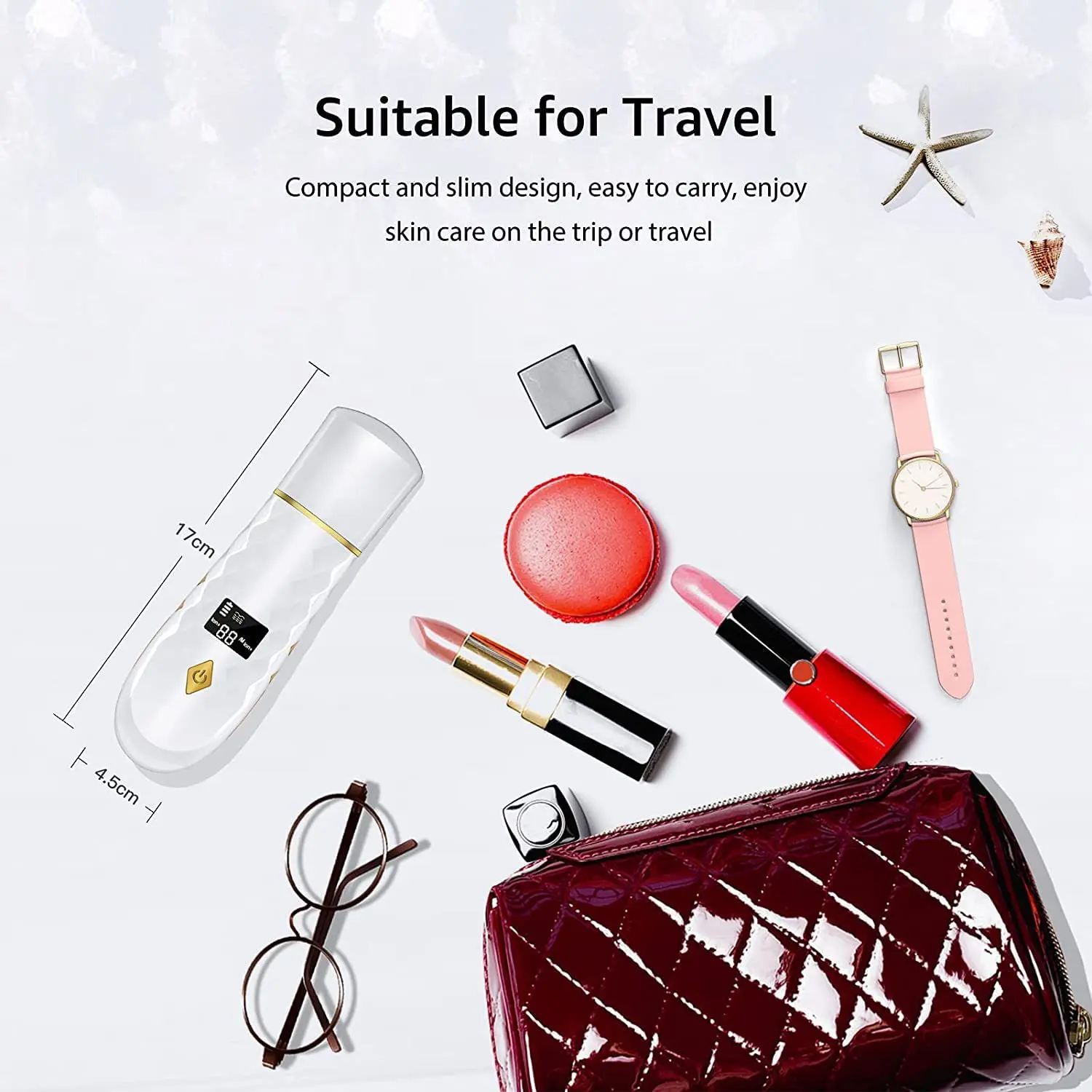 LCD 초음파 피부 스파출라 - 모공 클리너 및 블랙헤드 제거기 얼굴 스킨케어 기기