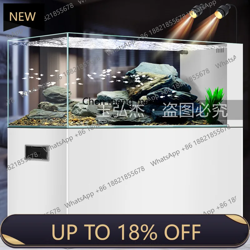 

E153 Stream tank Modern simple side overflow filter Ecological landscaping Wild mining fish tank Living room Large