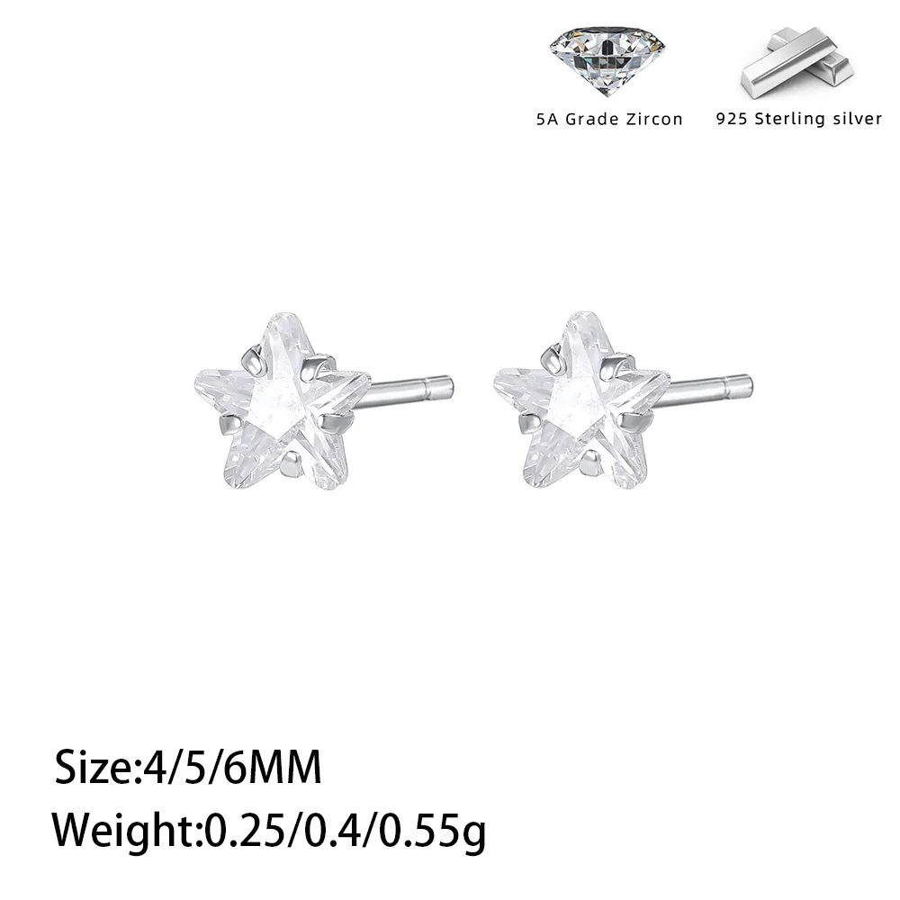 MIYEJI 100% Real 925 Sterling Silver Zircon Star Mini Stud Earrings For Women Party Daily Wear Classic Fine Jewelry Gift