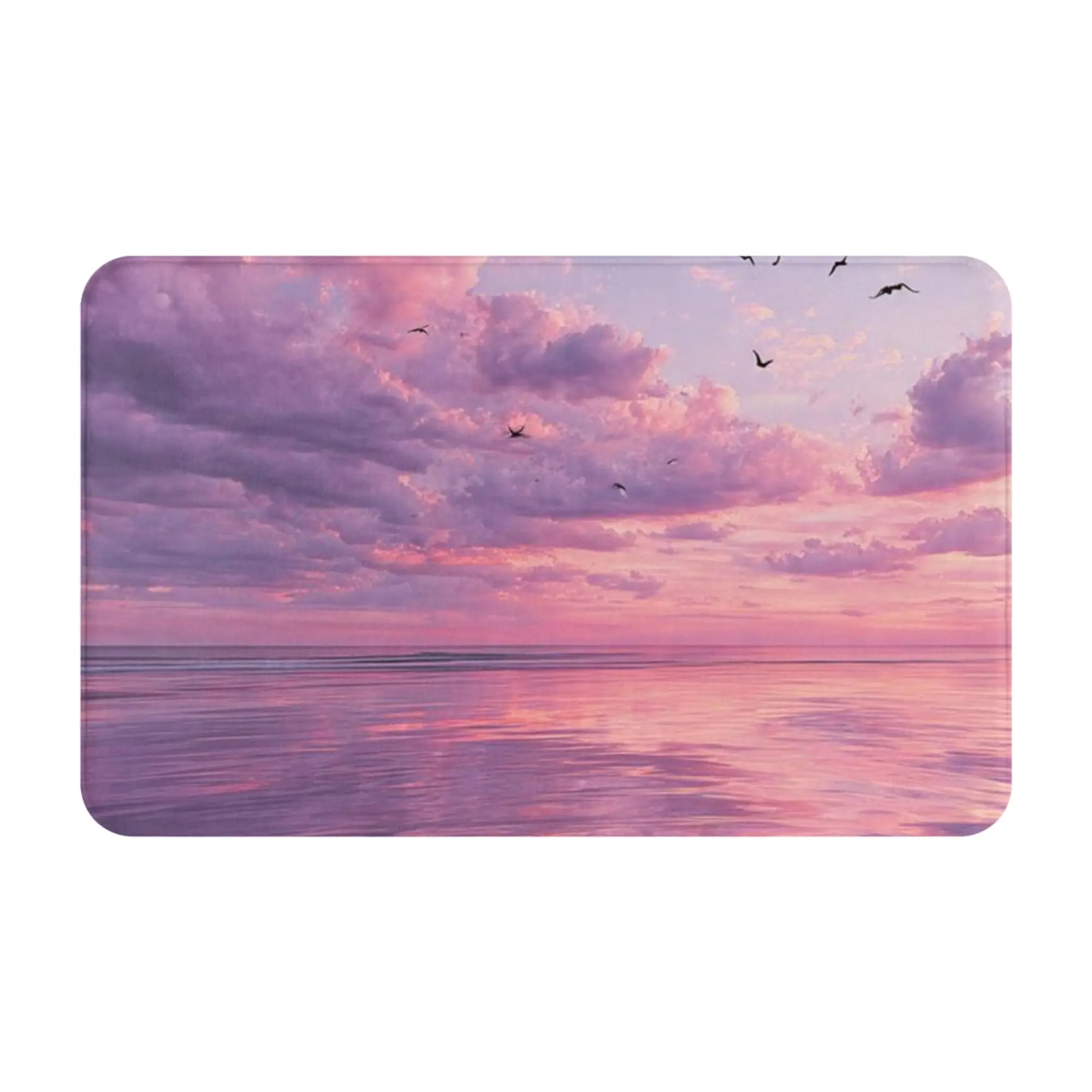 Pink Sunset Cloud Reflection Water Sky Print Anti-Slip Doormat Bedroom Mat  Welcome ModernDecor