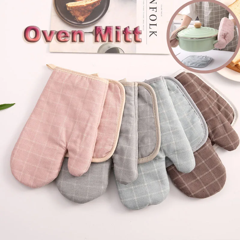 Kitchen Heat Insulating Gloves Set Thickened Heat-resistant Oven Mitts Anti-scald Microwave Oven Mitts Non Slip Gloves