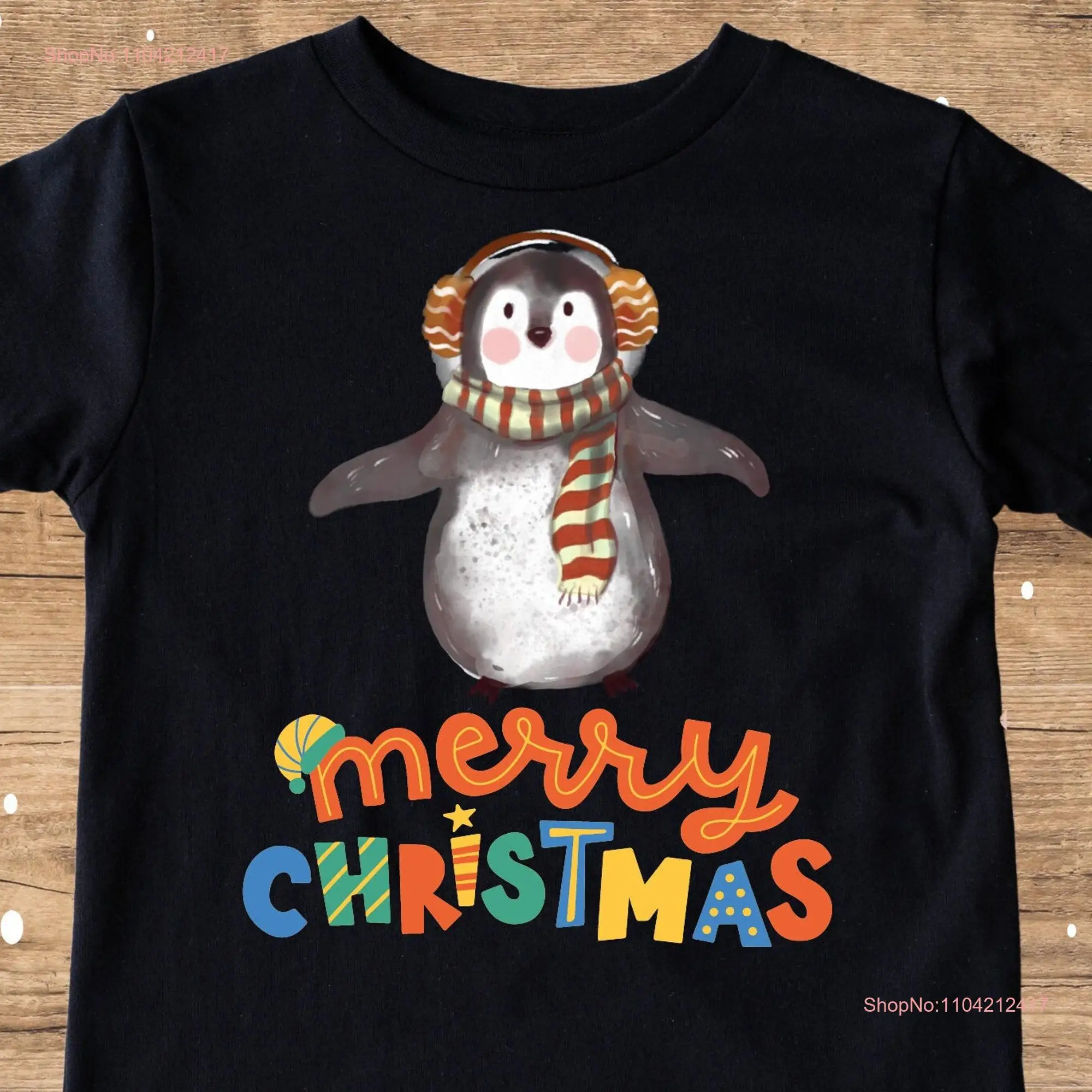 Merry Christmas Penguin Kinder T-shirt Vrolijke en kleurrijke kinderpleziervakantie voor feestelijke peuters