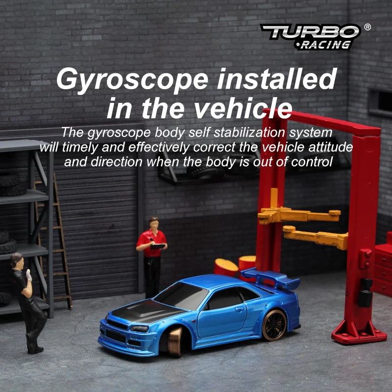 Auto de Carreras Turbo 1:76 C64, Auto RC a Escala con Giroscopio, Radio Control Totalmente Proporcional, Kit RTR para Niños y Adultos