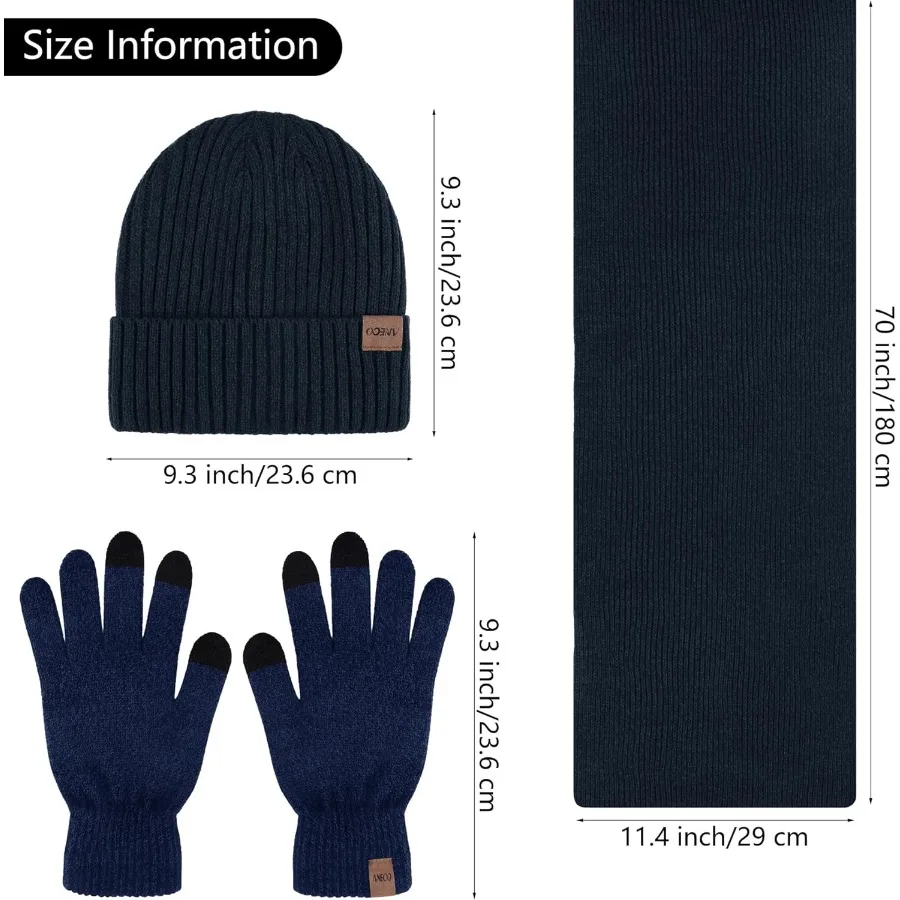 Winter Beanie Hat Set for Men and Women Including 4Piece Knit Gloves Scarf Beanie Hat and Earmuffs Perfect for Cold Weather Out