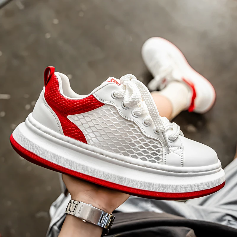 

2025 New Niche Trend Fashionable Versatile Thick Soled Men's Shoes Breathable High-quality Mesh Board Shoes Trend