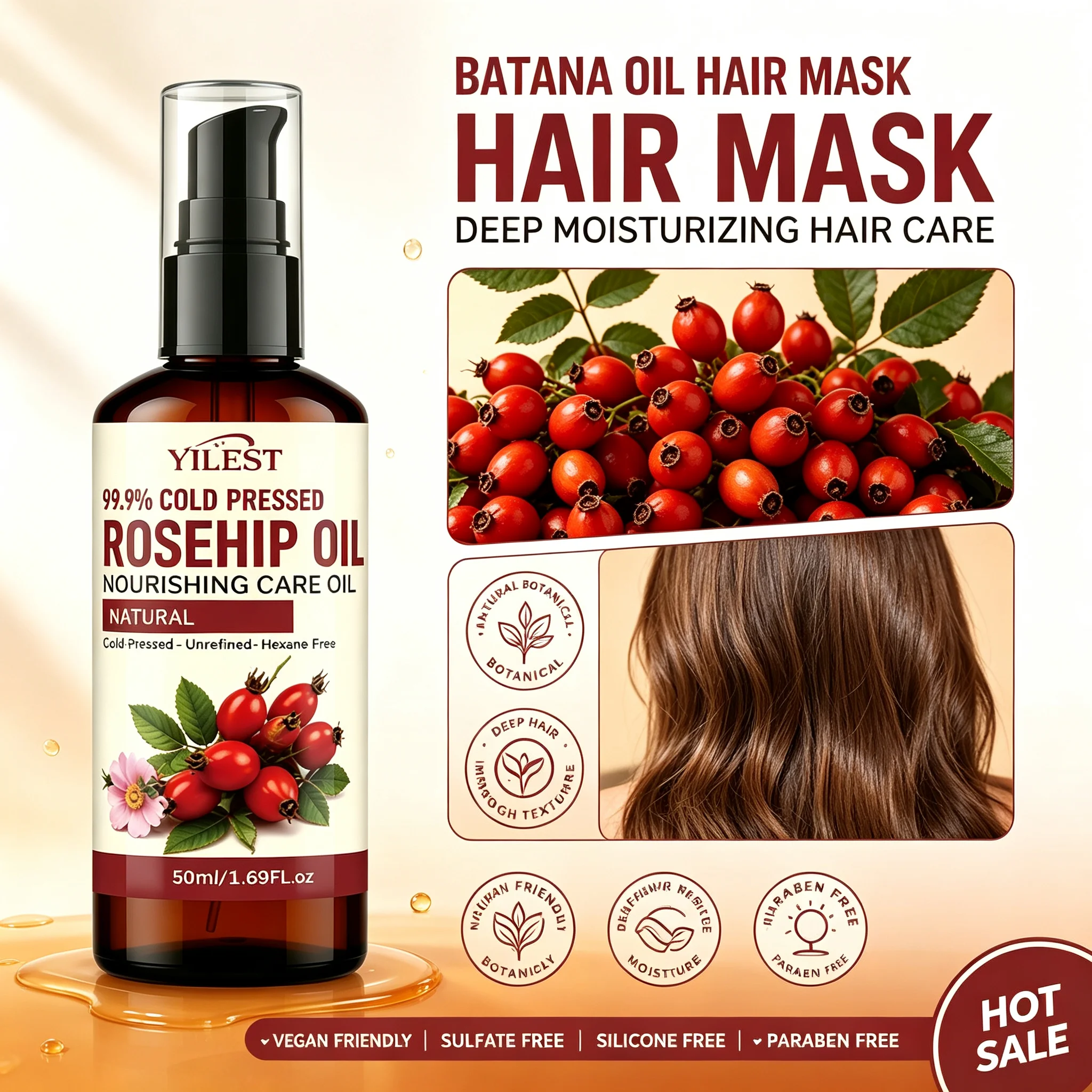 Cold Pressed Rose Hip - Rosehip Multi-Purpose Beauty Oil 50ml –