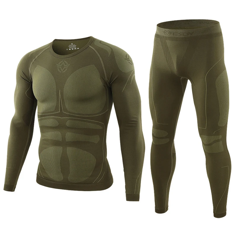 Winter Men Thermal Underwear Sets Fleece Breathable Tactical Sweat Quick Drying Outdoor Sports Tight Male Thermo Underwear