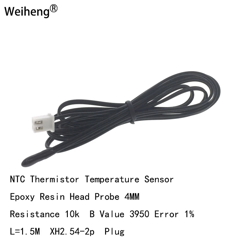 1PCS Resistance10kB3950DropsOf Water Head Line NTC ThermistorTemperature Sensor Epoxy Resin Air Probe  Lengt 1.5M XH2.54-2P Plug