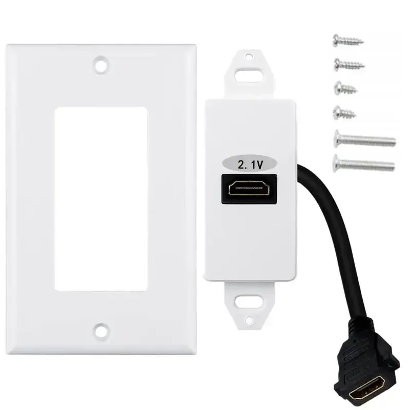 Enchufe de pared de Panel de Alta Definición Compatible con HDMI, 8K, versión 2,1, 48Gbps, 60Hz, sin soldadura, adecuado para cableado de ingeniería