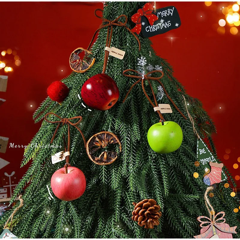 Realistic Green Red Apple Bag Charms Creative Christmas Tree Ornament Personalized Niche Car Decoration Fashion Keychain Pendant