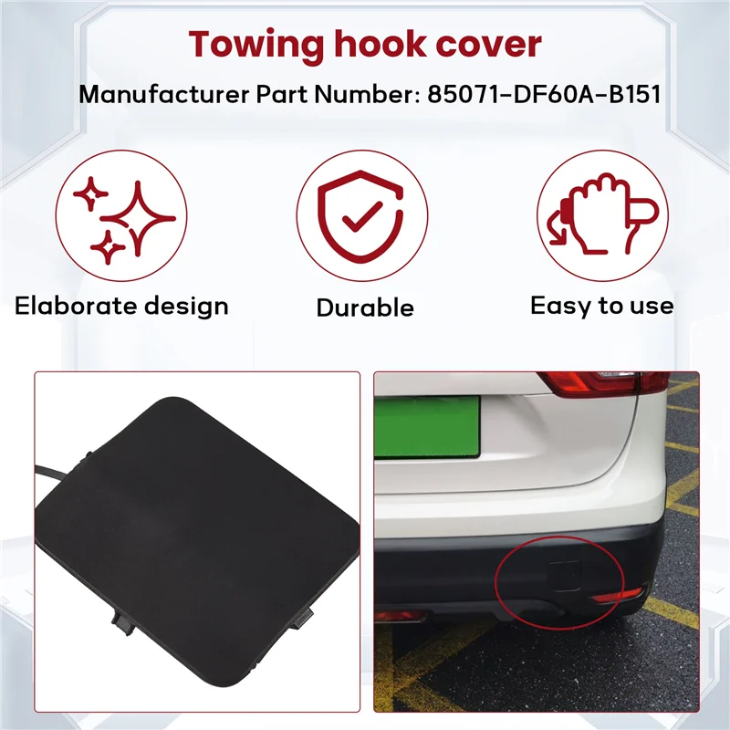 

AS-Rear Bumper Tow Hook Eye Cover Trim Trailer Cover Cap For Nissan Qashqai 2018 2019 85071-DF60A-B151