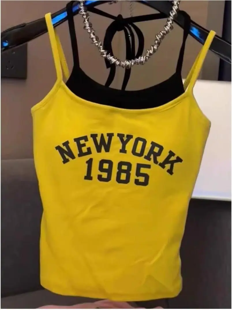 Top Corto con Estampado de Letras Spicy Girl, Ropa de Verano para Mujer con Rell en el P,  Top ter, Estilo Dopa...